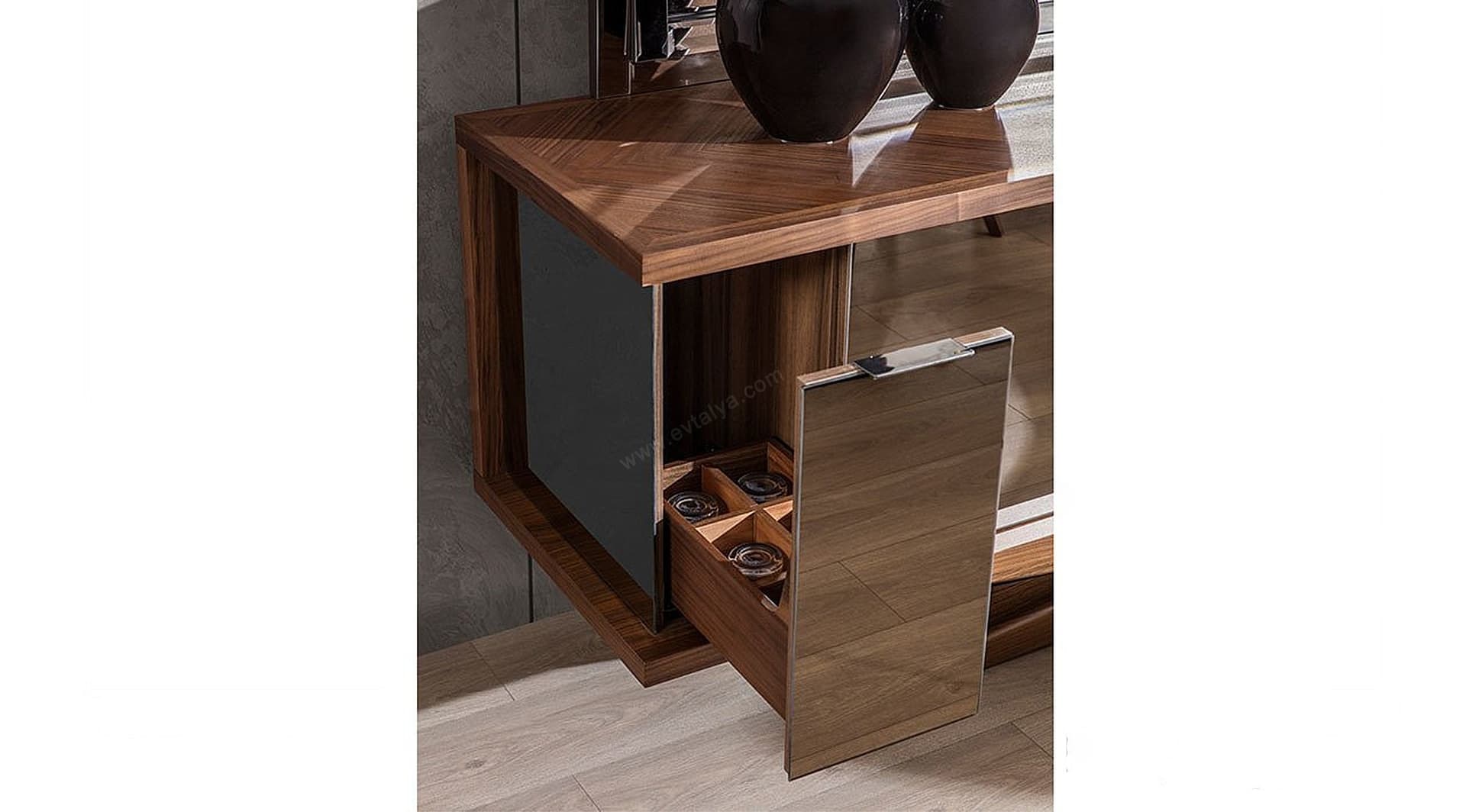 Massif Ceviz Modern Yemek Odası Takımı 5