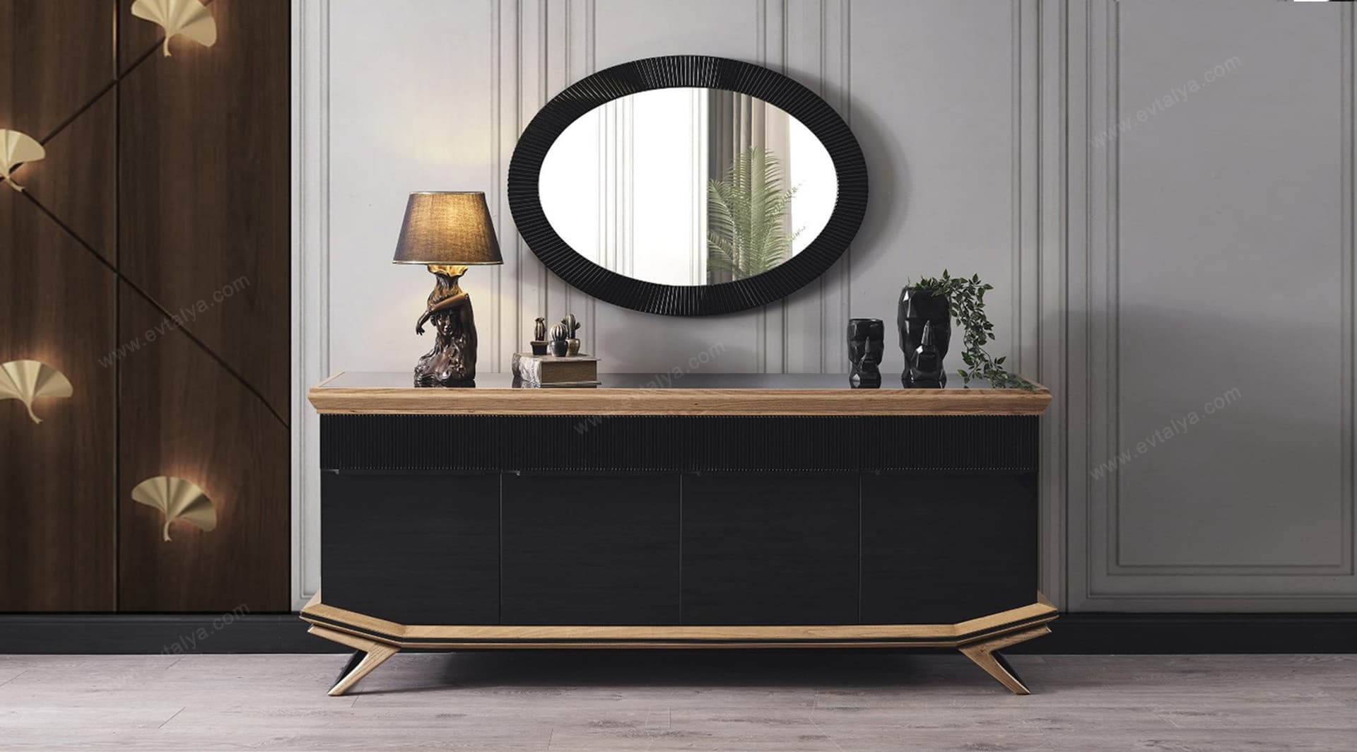 Okyanus Ahşap Siyah Konsol - Image 1