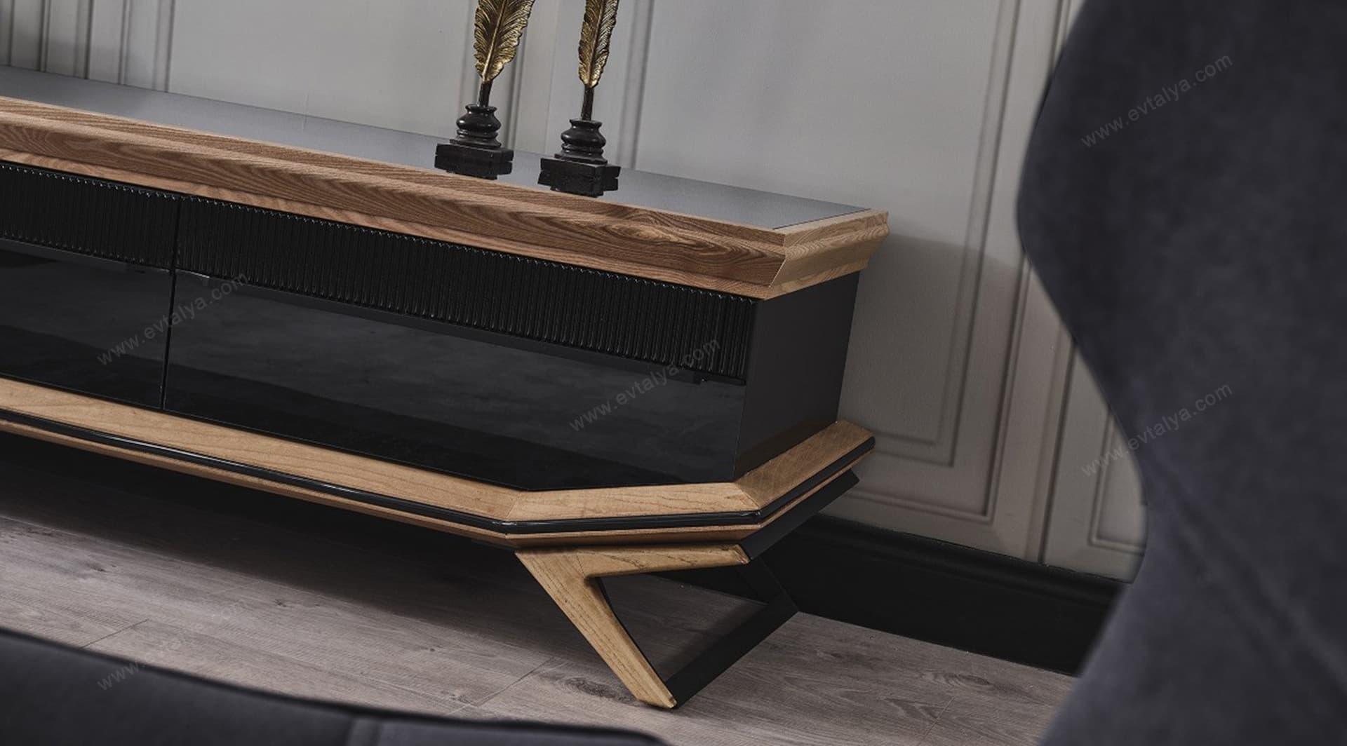 Okyanus Ahşap Siyah Tv Ünitesi 3