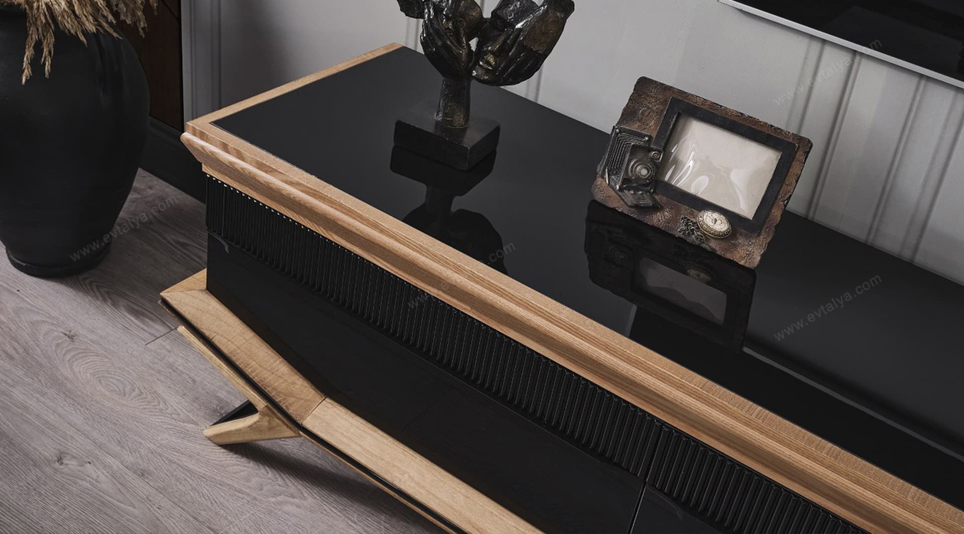 Okyanus Ahşap Siyah Tv Ünitesi 4