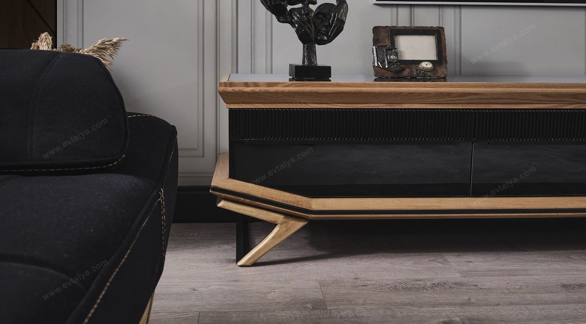 Okyanus Ahşap Siyah Tv Ünitesi 5