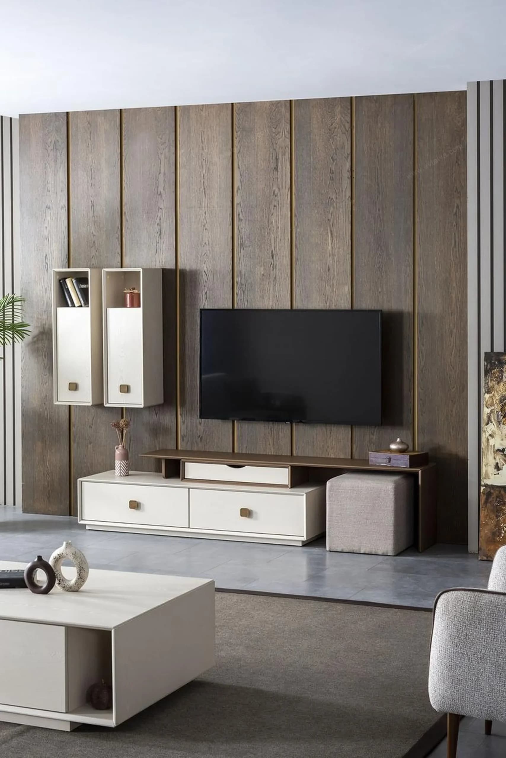 Orjin Ahşap Puflu TV Ünitesi 3