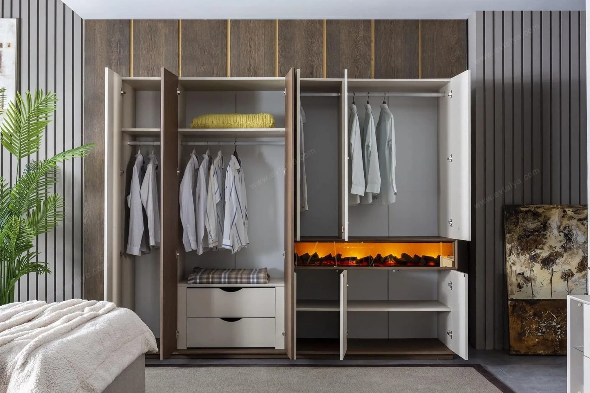 Orjin 6 Kapaklı, Şömineli Gardırop - Image 6