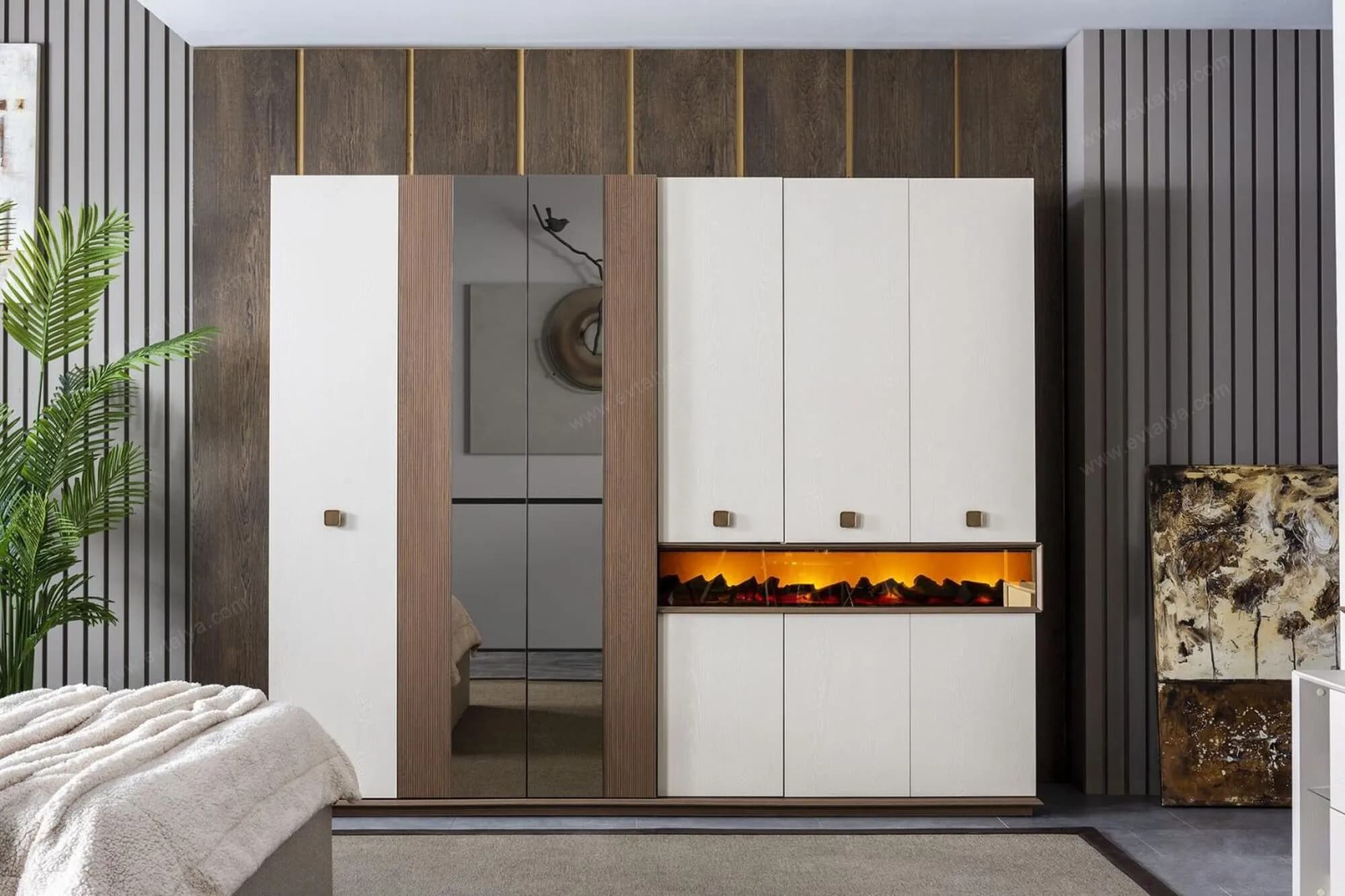 Orjin 6 Kapaklı, Şömineli Gardırop - Image 5