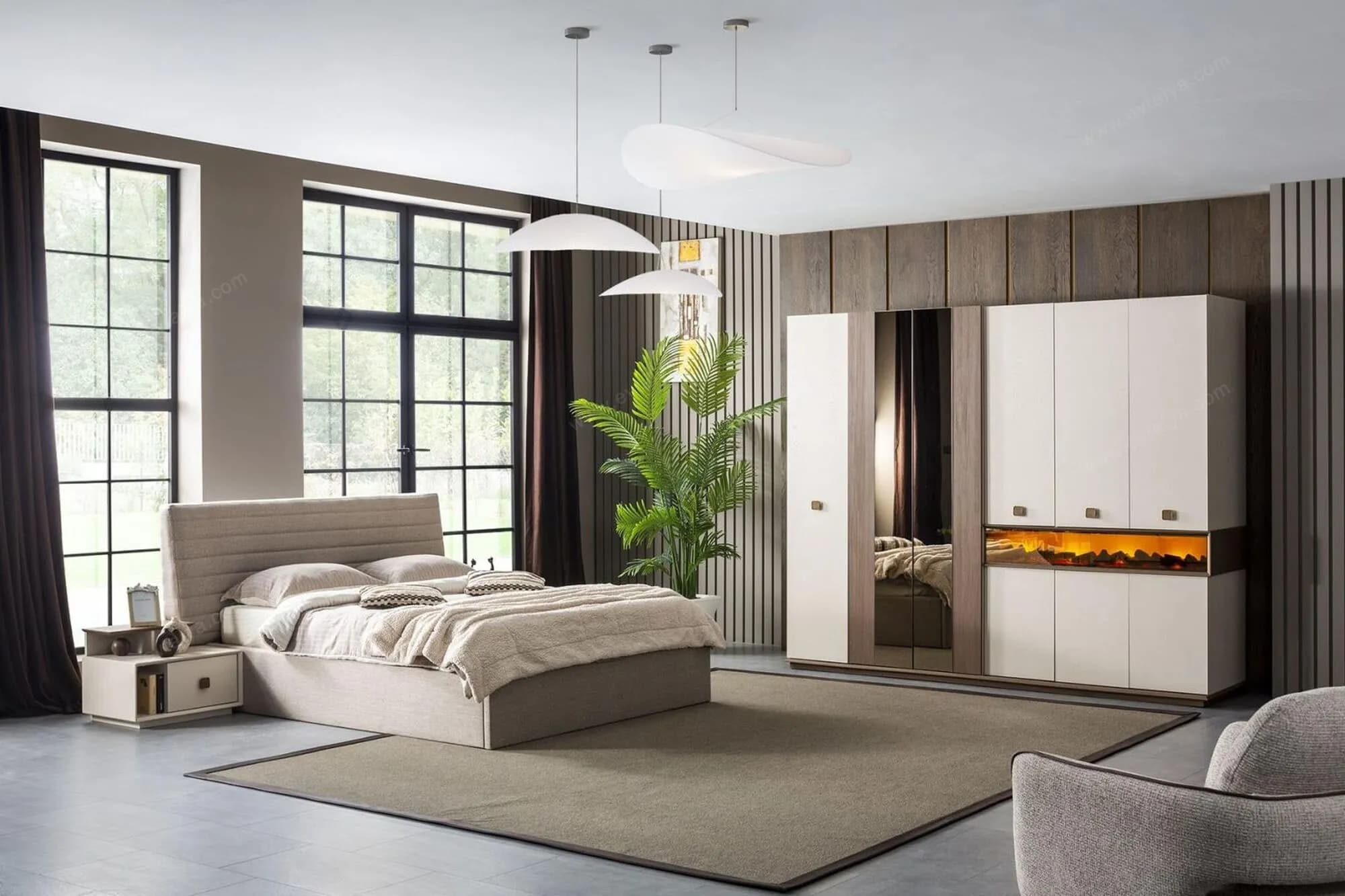 Orjin 6 Kapaklı, Şömineli Gardırop - Image 9