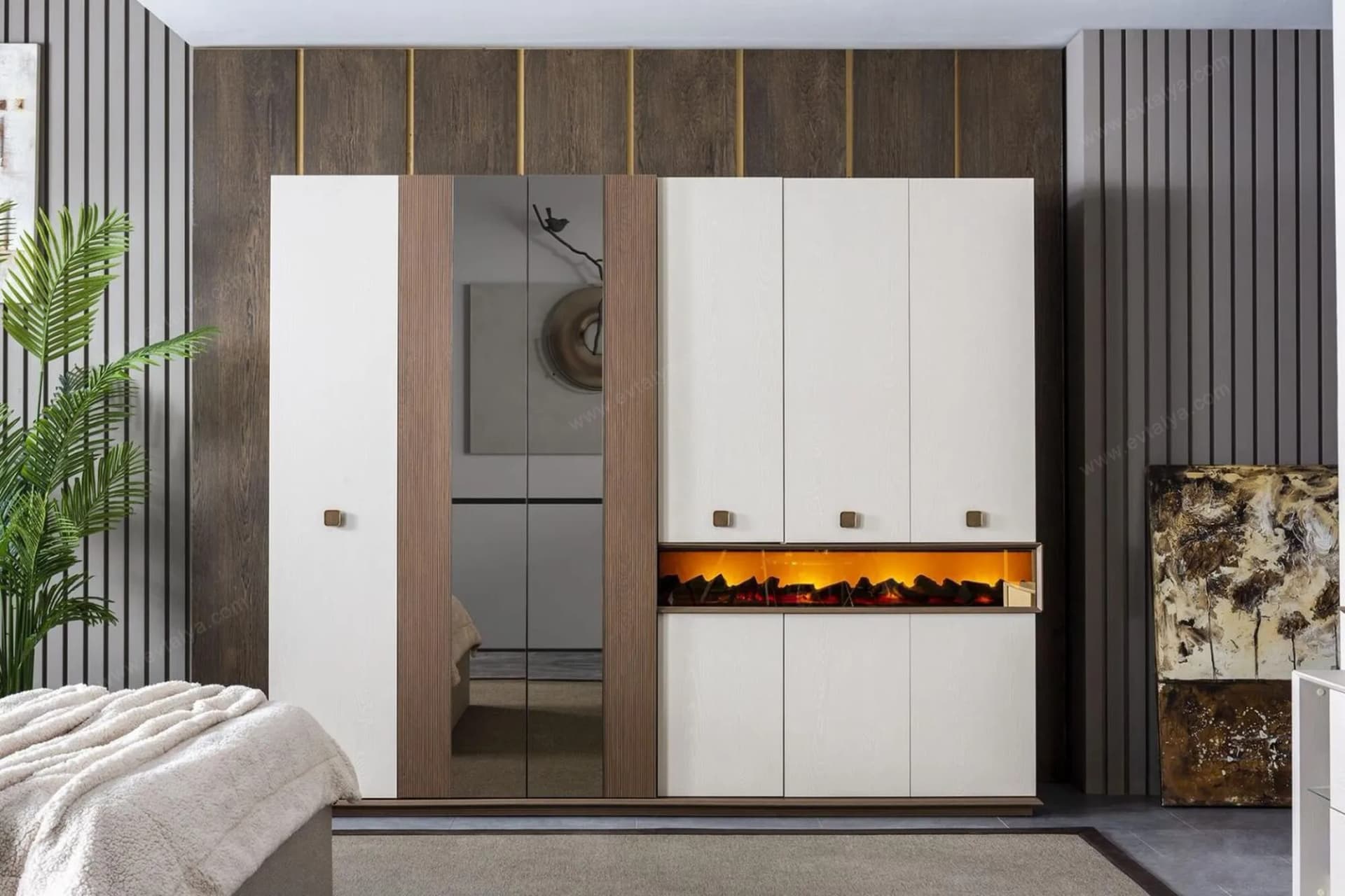 Orjin Ahşap Şömineli Yatak Odası Takımı - Image 22