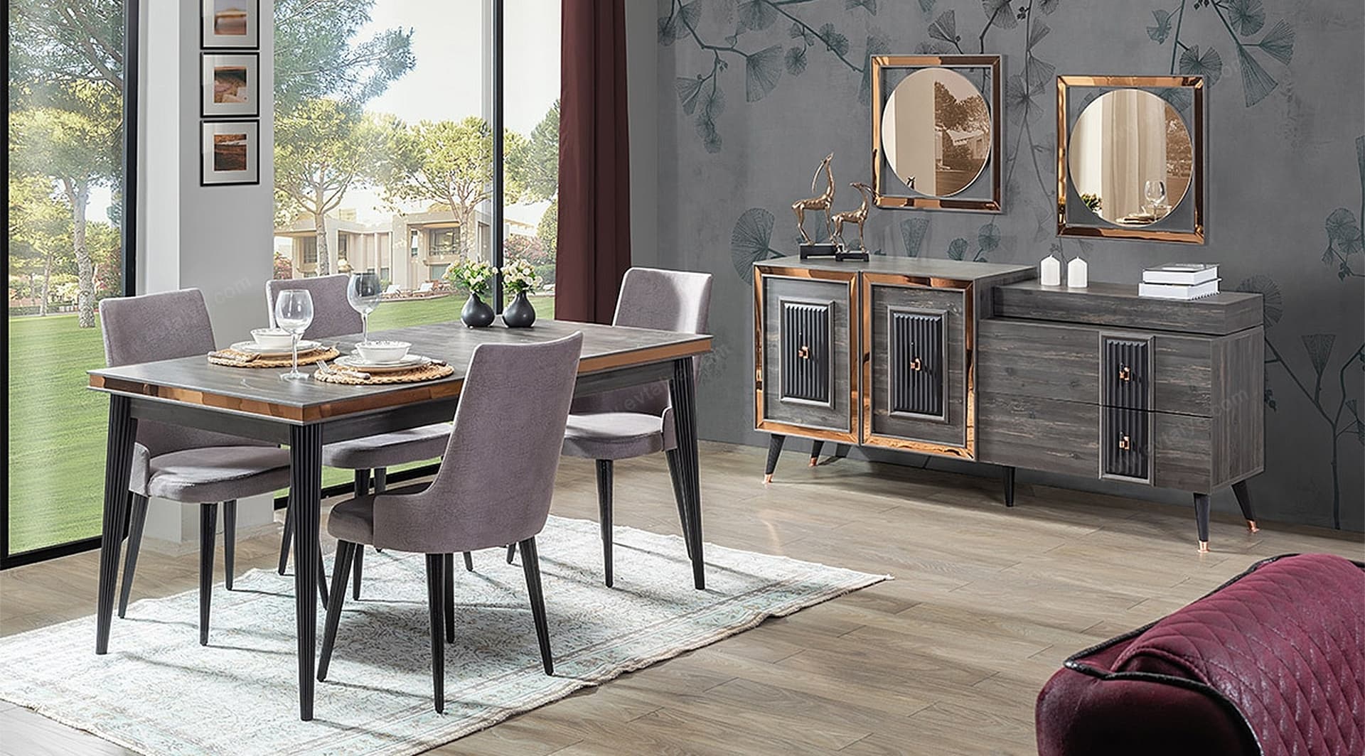 Oslo Modern Siyah Yemek Odası Takımı 1