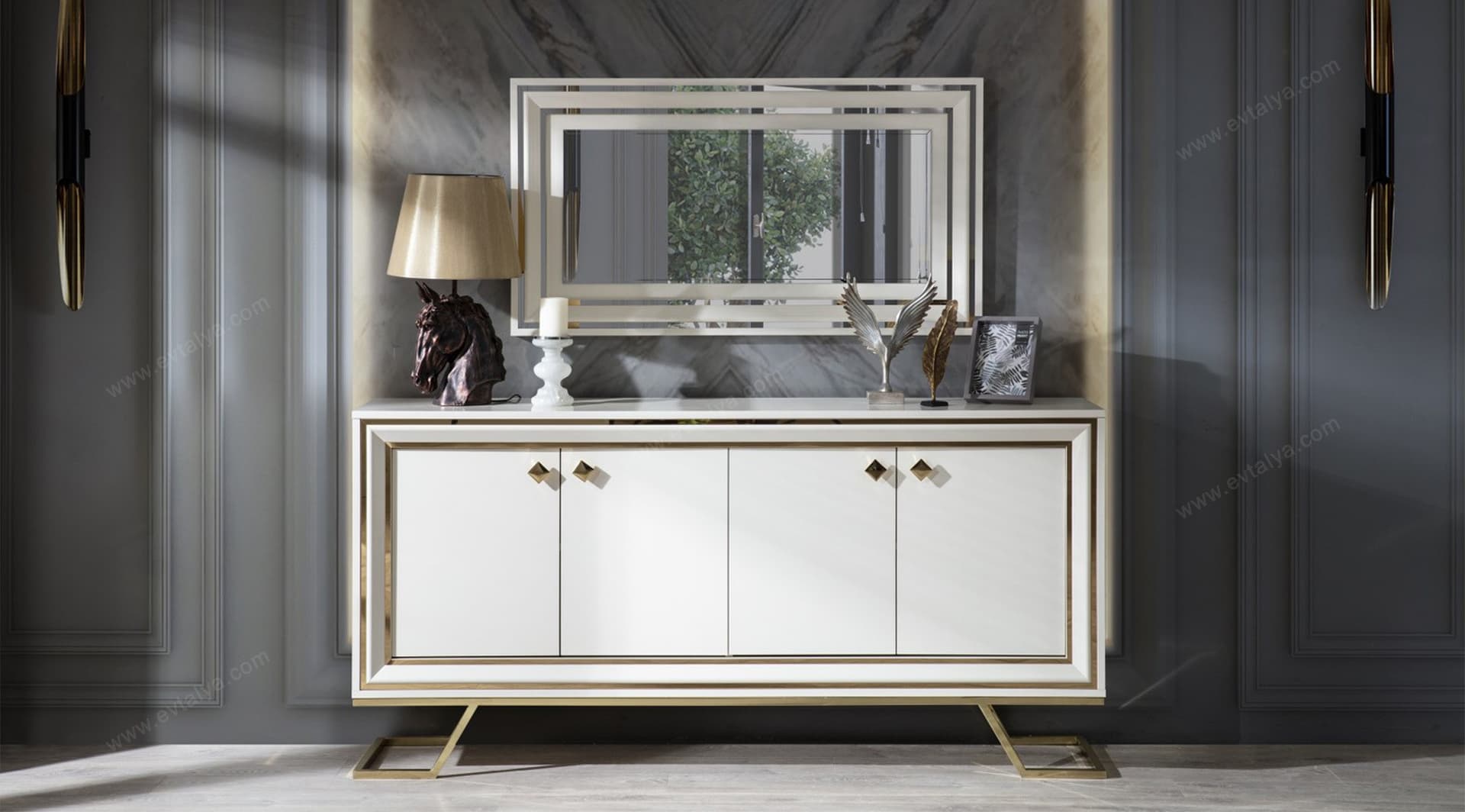 Palermo Beyaz Gold Konsol - Image 1