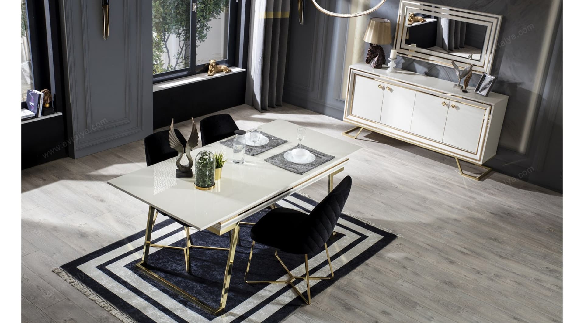 Palermo Beyaz Gold Masa - Image 2