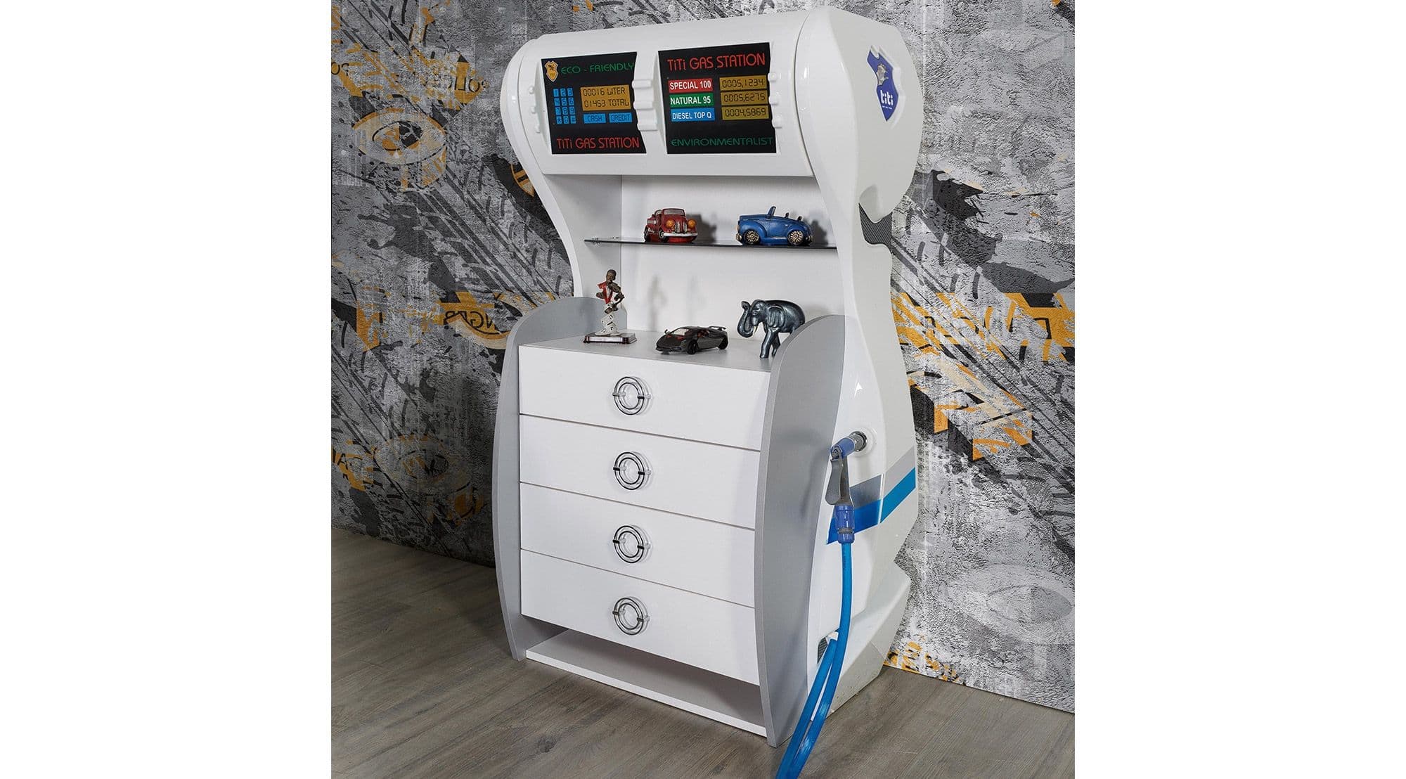 Police Modern Gri Beyaz Şifonyer - Image 1