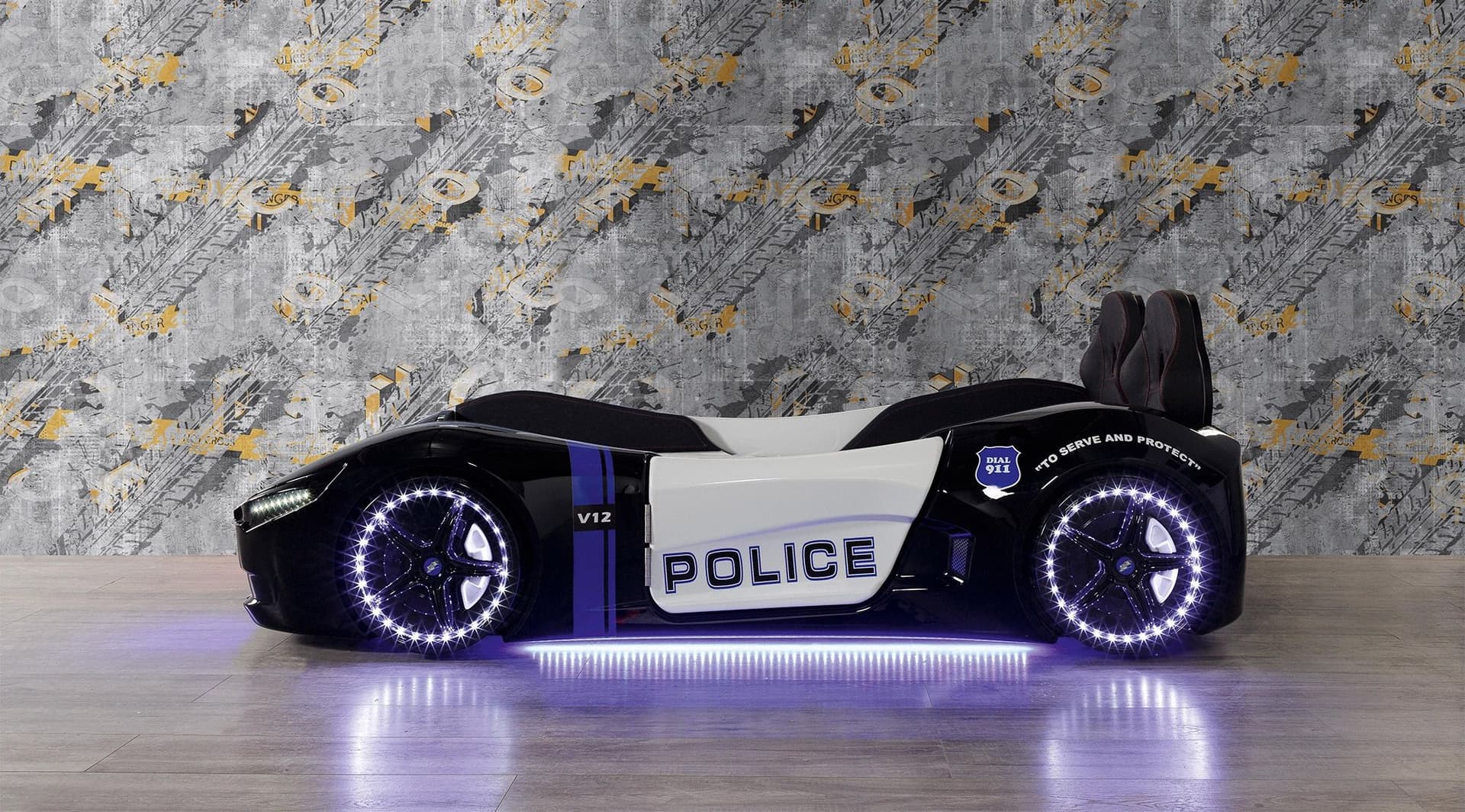 Police Modern Gri Beyaz Çocuk Odası - Image 9