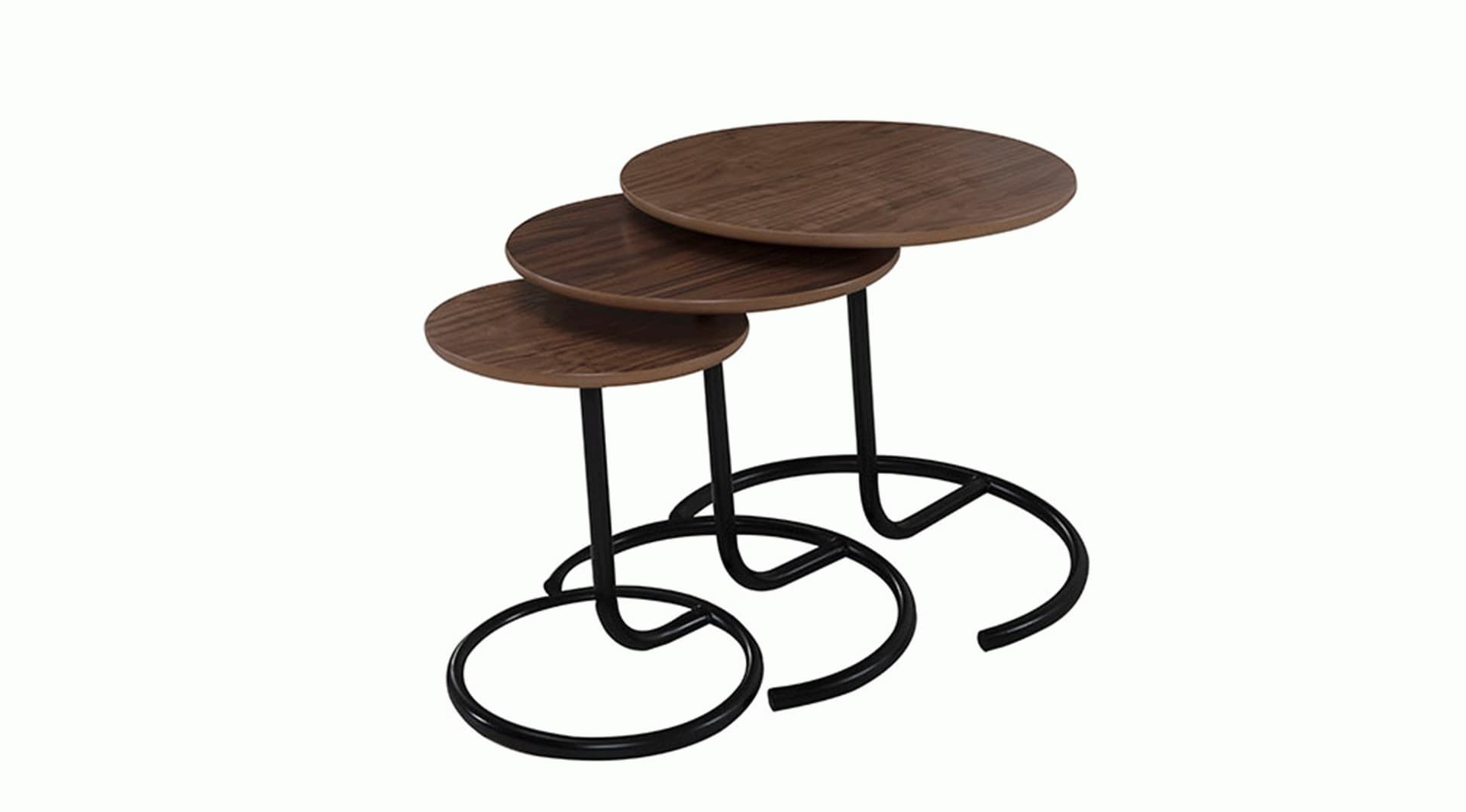 Polo Oval Üçlü Metal Zigon Sehpa - Image 1