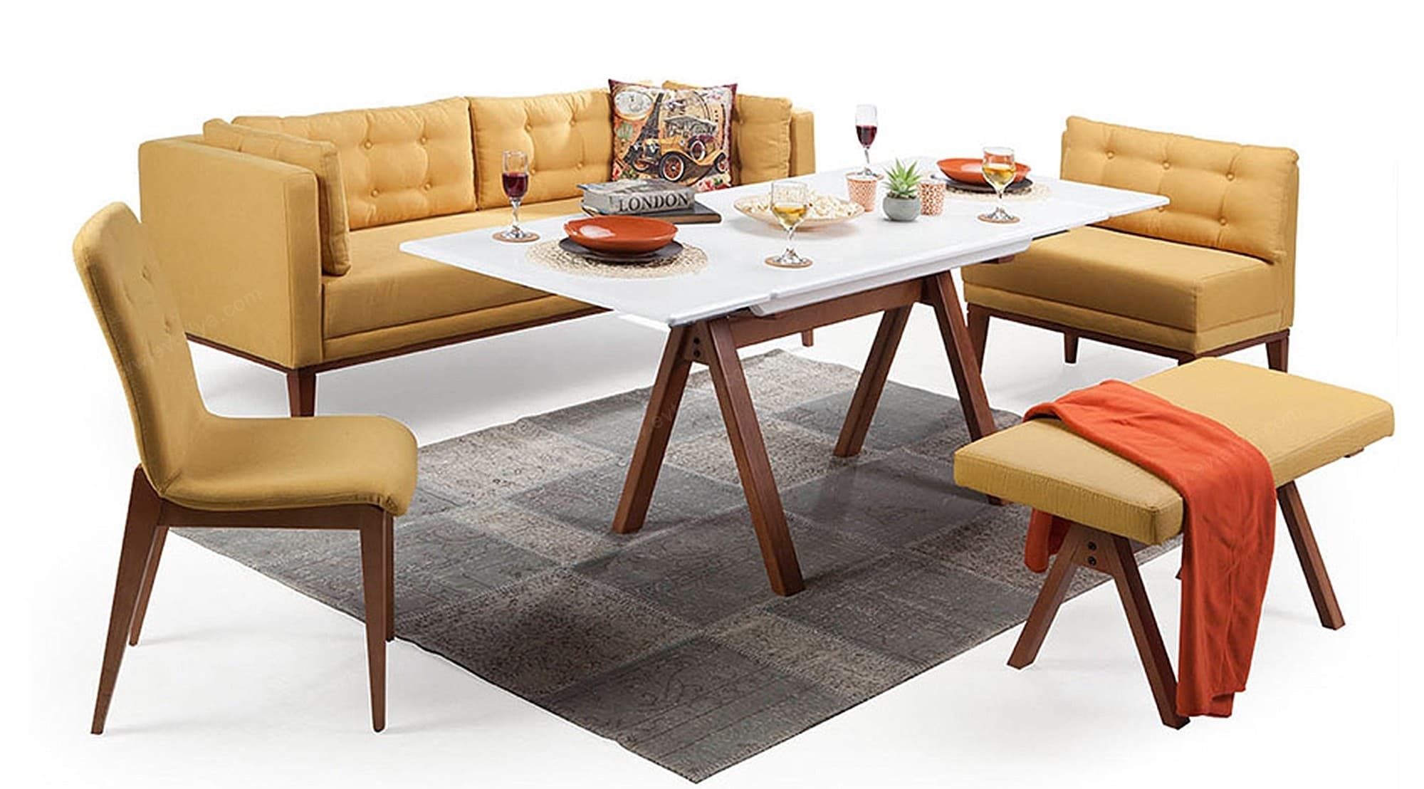 Baltimore Ahşap Ceviz Masa Sandalye Takımı