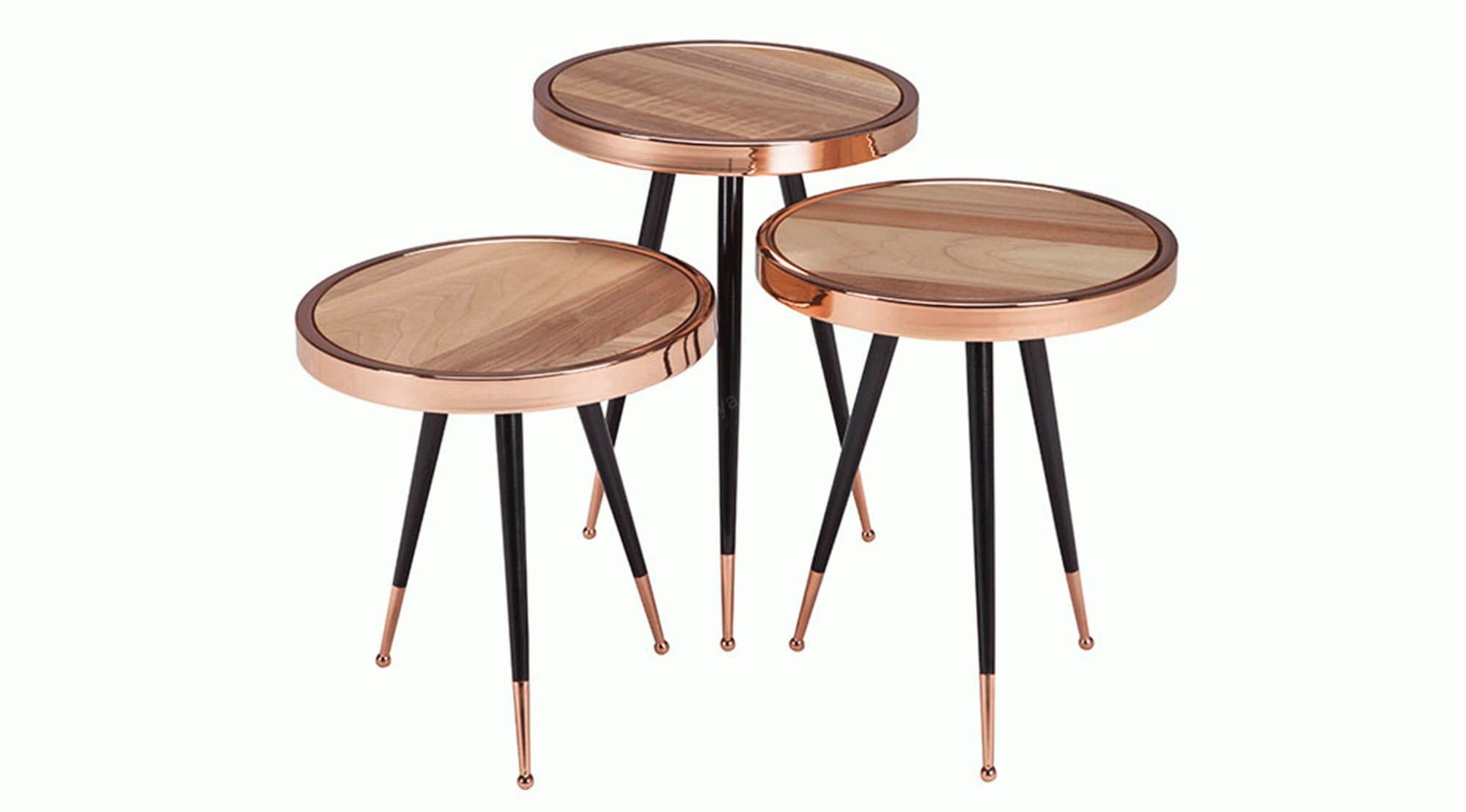 Riyadh 2005 Üçlü Renkli Ahşap Zigon Sehpa - Image 1