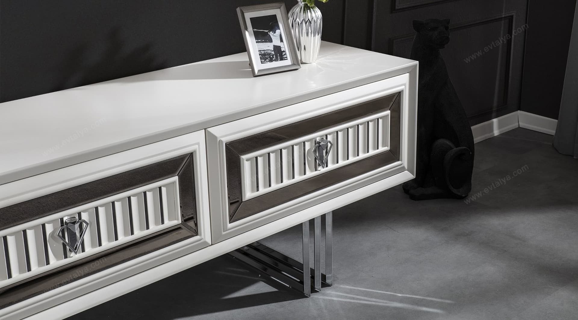 Roma Art Deco Beyaz Tv Ünitesi - Image 3