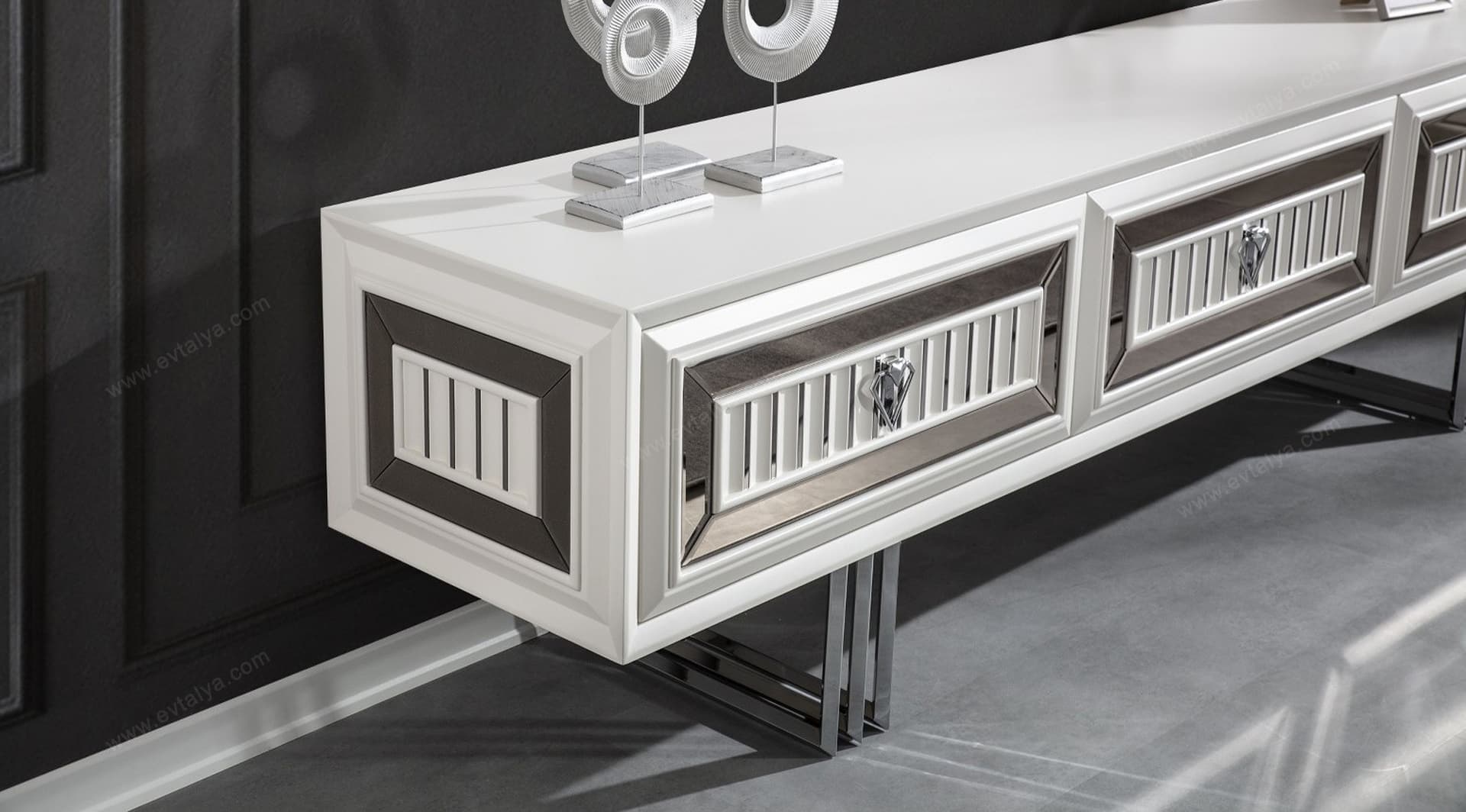 Roma Art Deco Beyaz Tv Ünitesi - Image 4