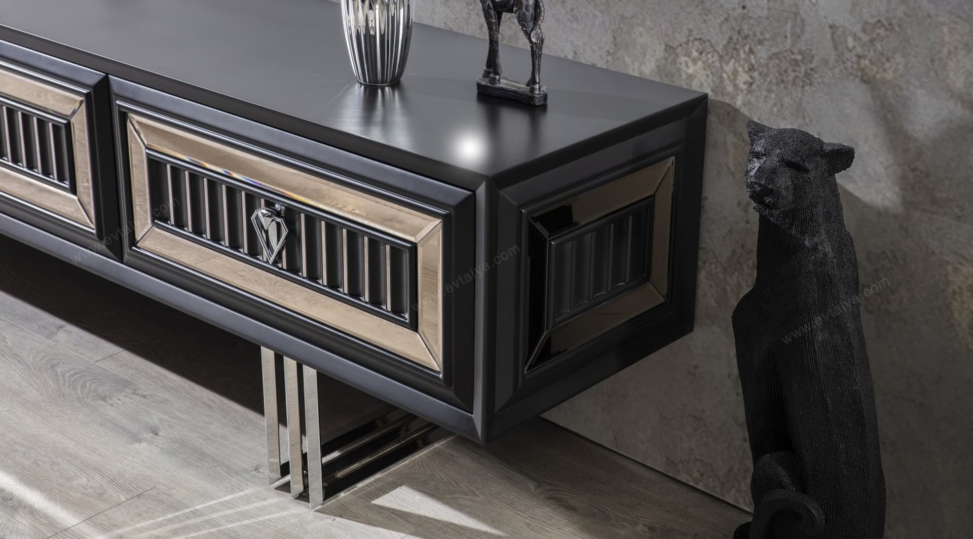 Roma Art Deco Siyah Tv Ünitesi 3