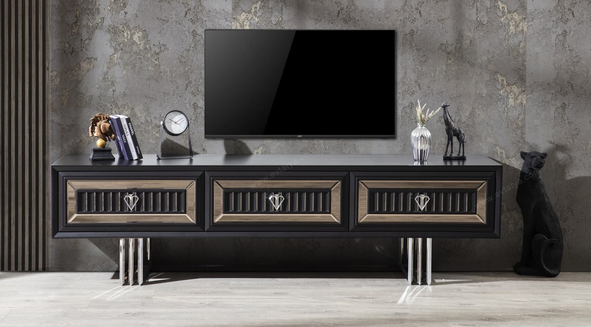 Roma Art Deco Siyah Tv Ünitesi 1