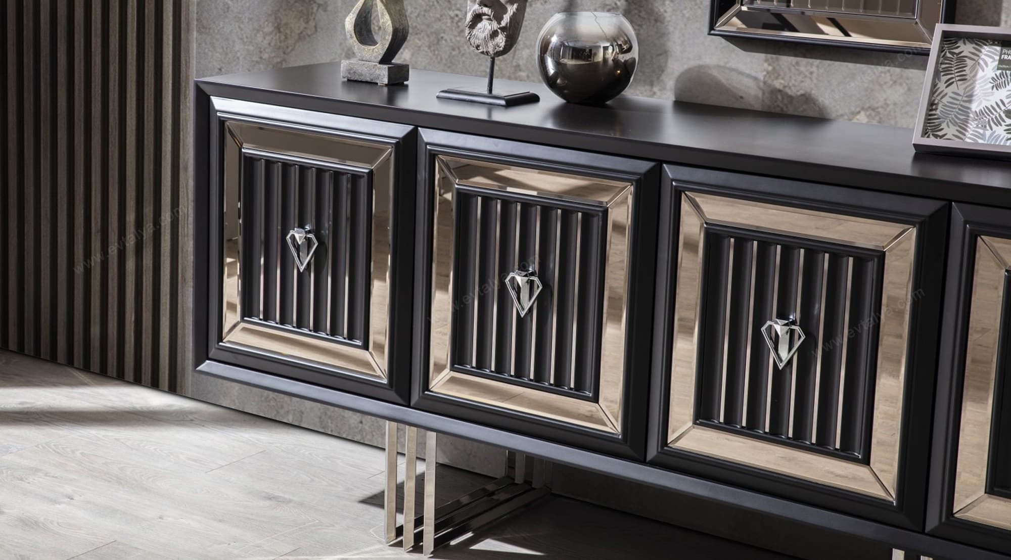 Roma Art Deco Siyah Yemek Odası Takımı - Image 8