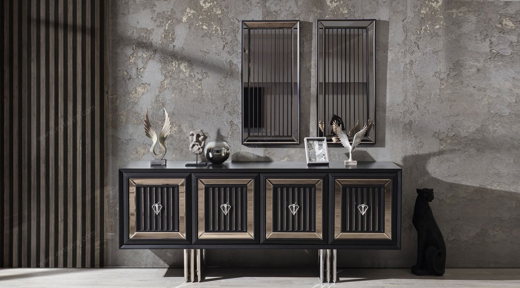 Roma Art Deco Siyah Yemek Odası Takımı - Image 4