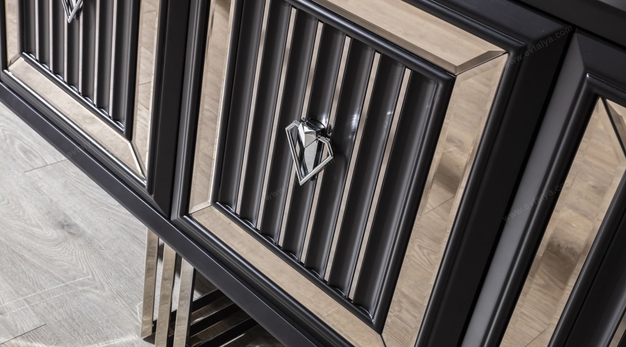 Roma Art Deco Siyah Yemek Odası Takımı - Image 9