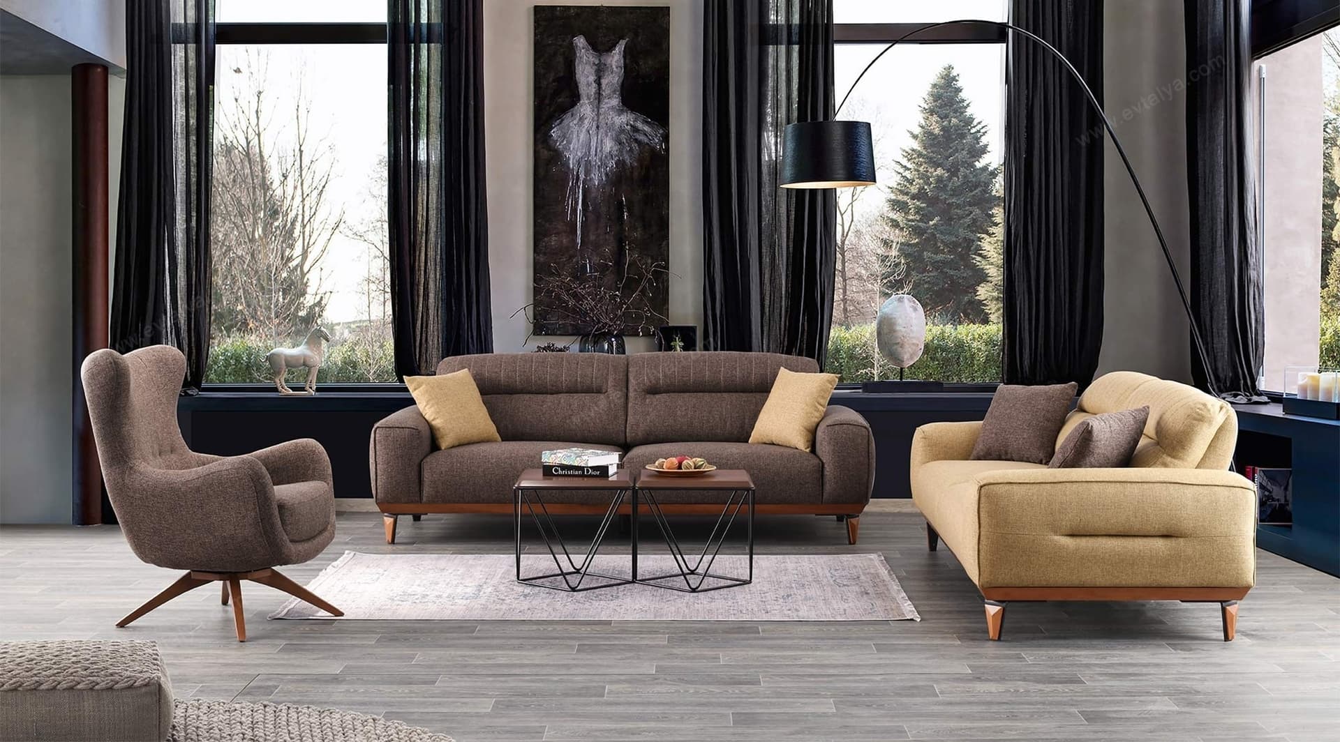 Royal Modern Kahve Koltuk Takımı - Image 3