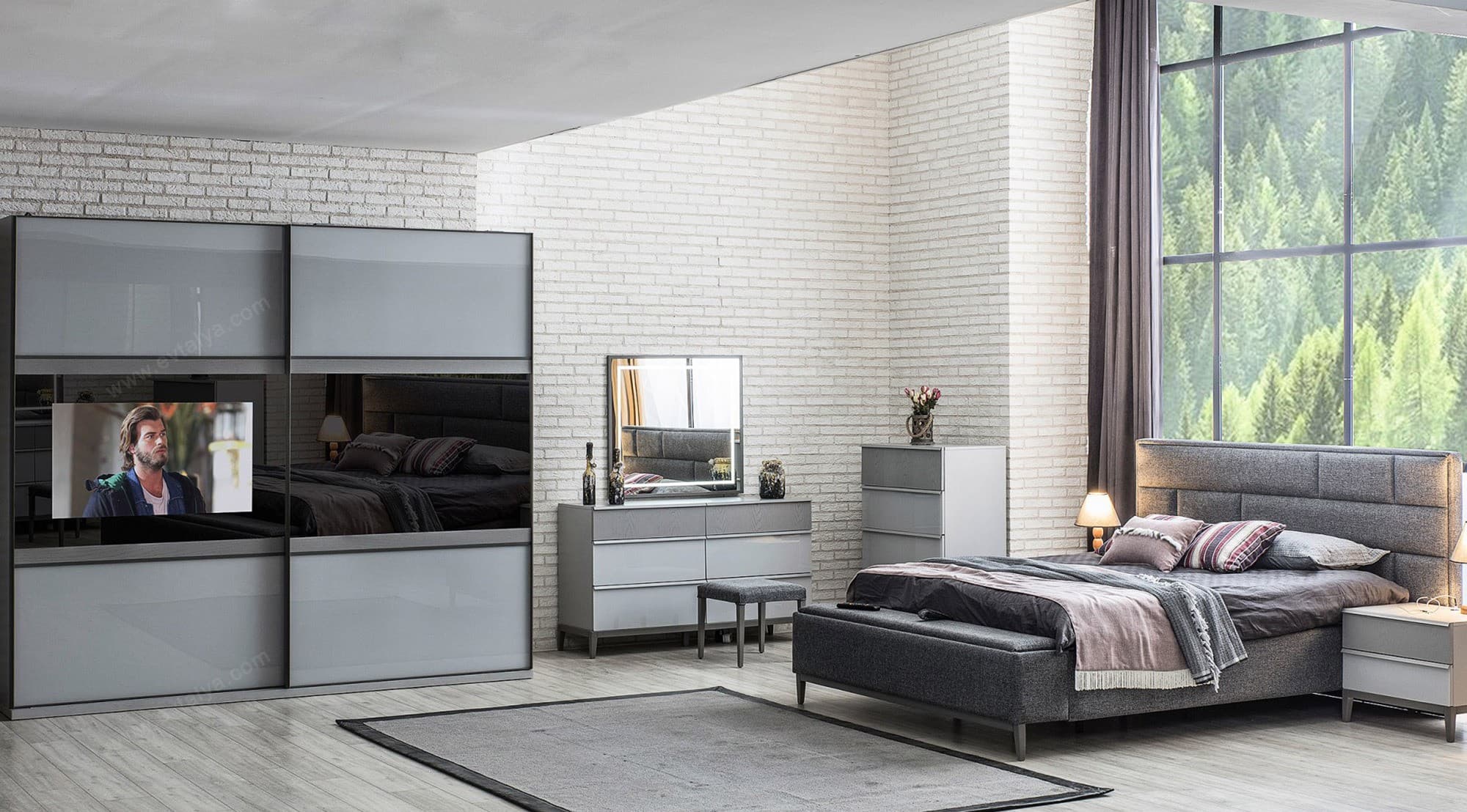 Salda Sürgülü Tv'li Yatak Odası Takımı - Image 1