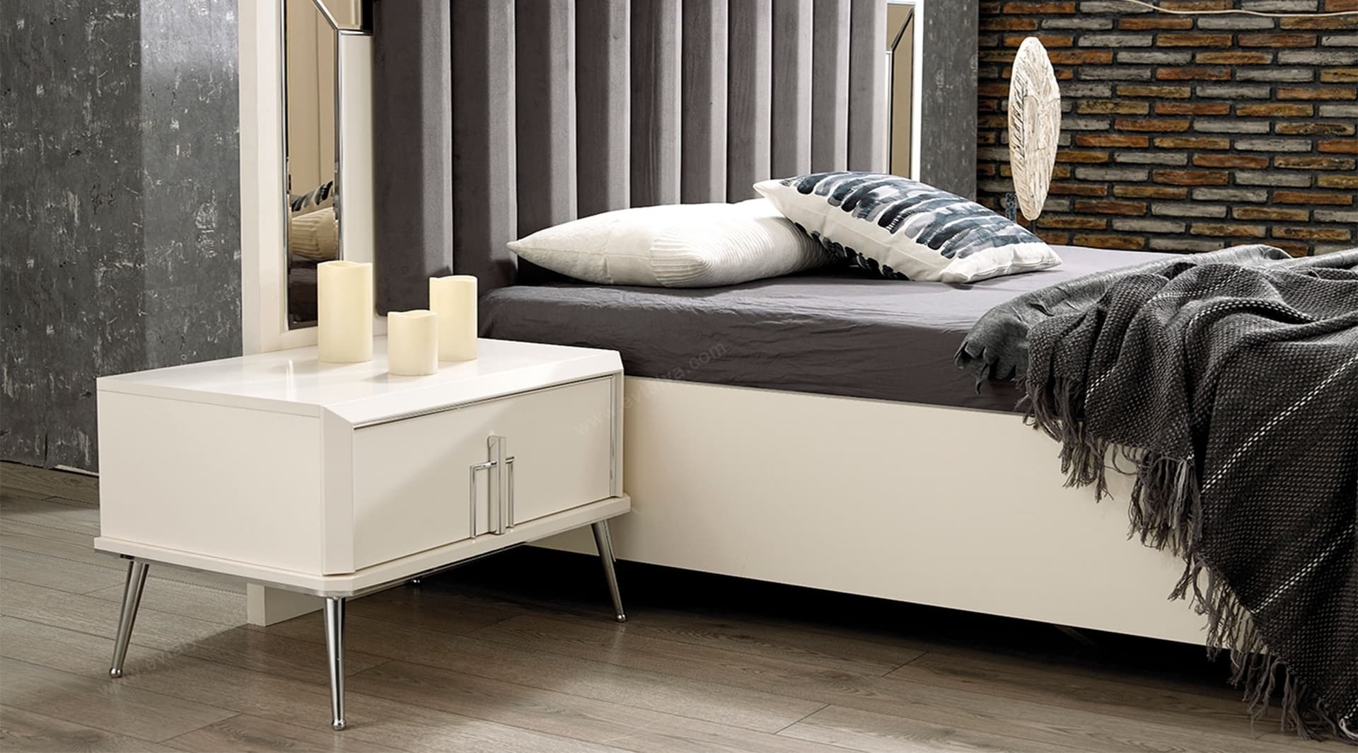 Silver Beyaz Modern Yatak Odası Takımı - Image 4