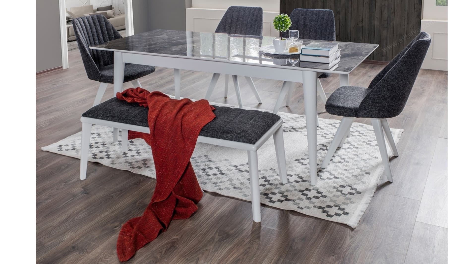 Star Beyaz Modern Yemek Odası Takımı 2