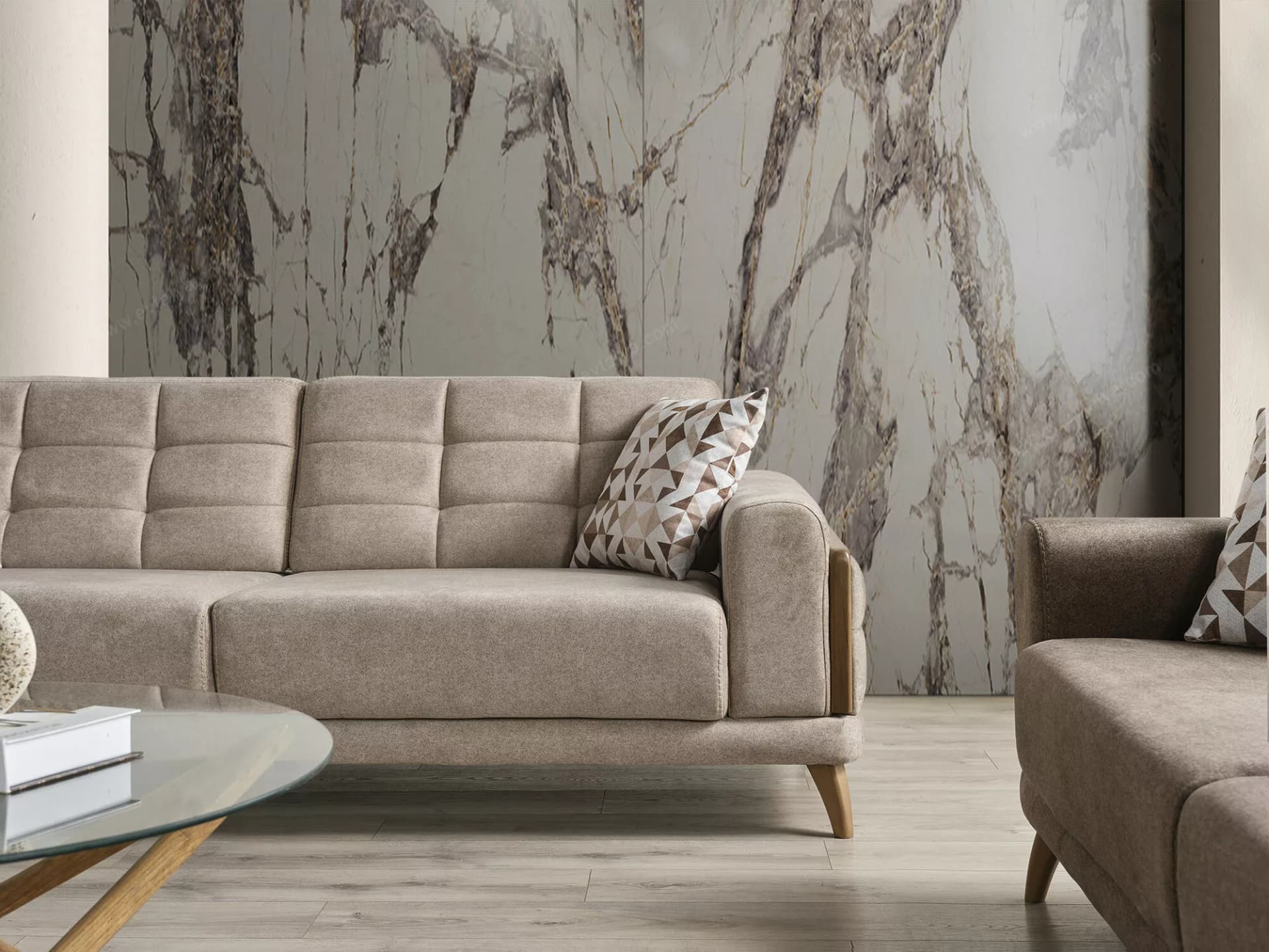 Tokyo Modern Ahşap Üçlü Koltuk - Image 8