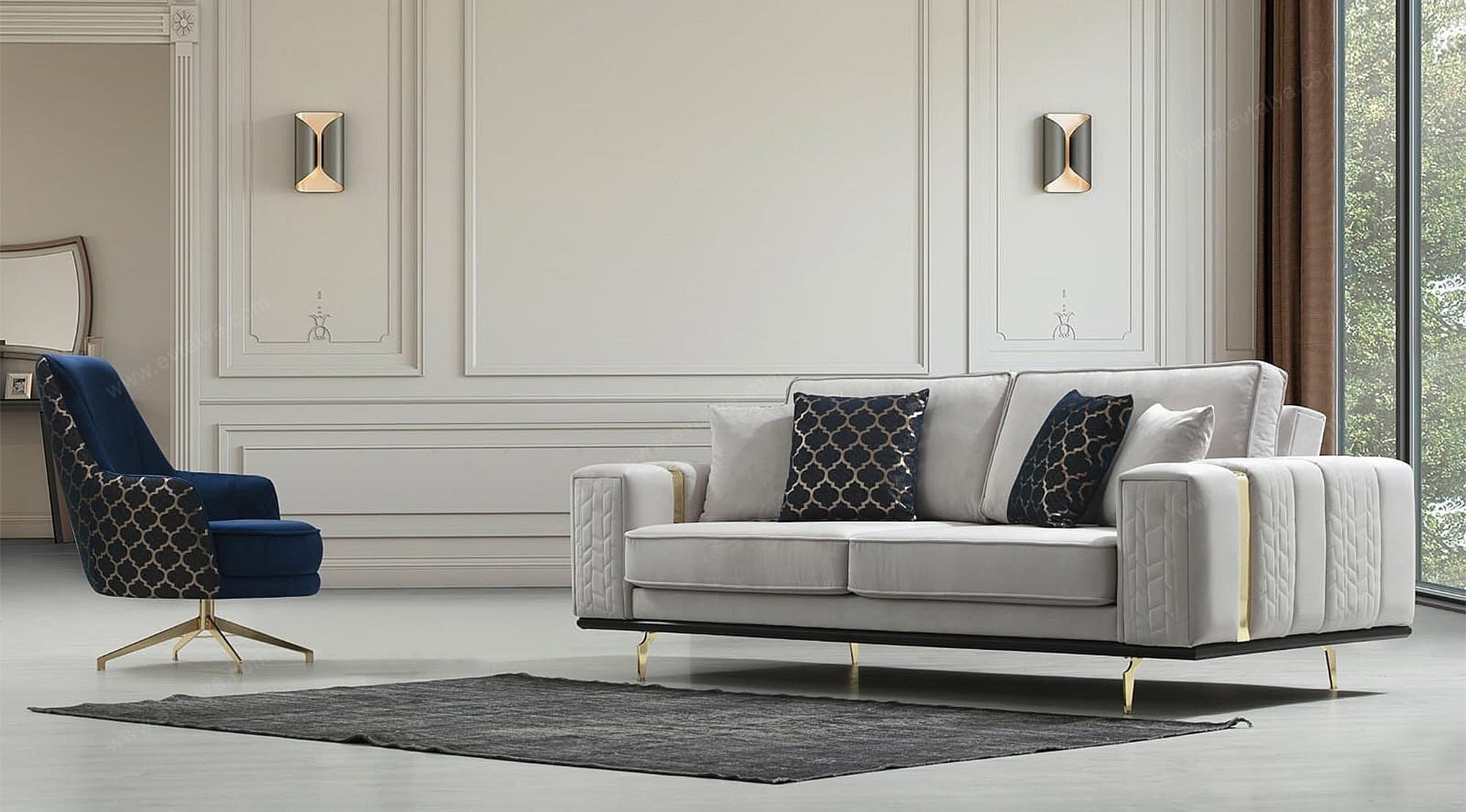 Yaren Mavi Modern Koltuk Takımı - Image 2