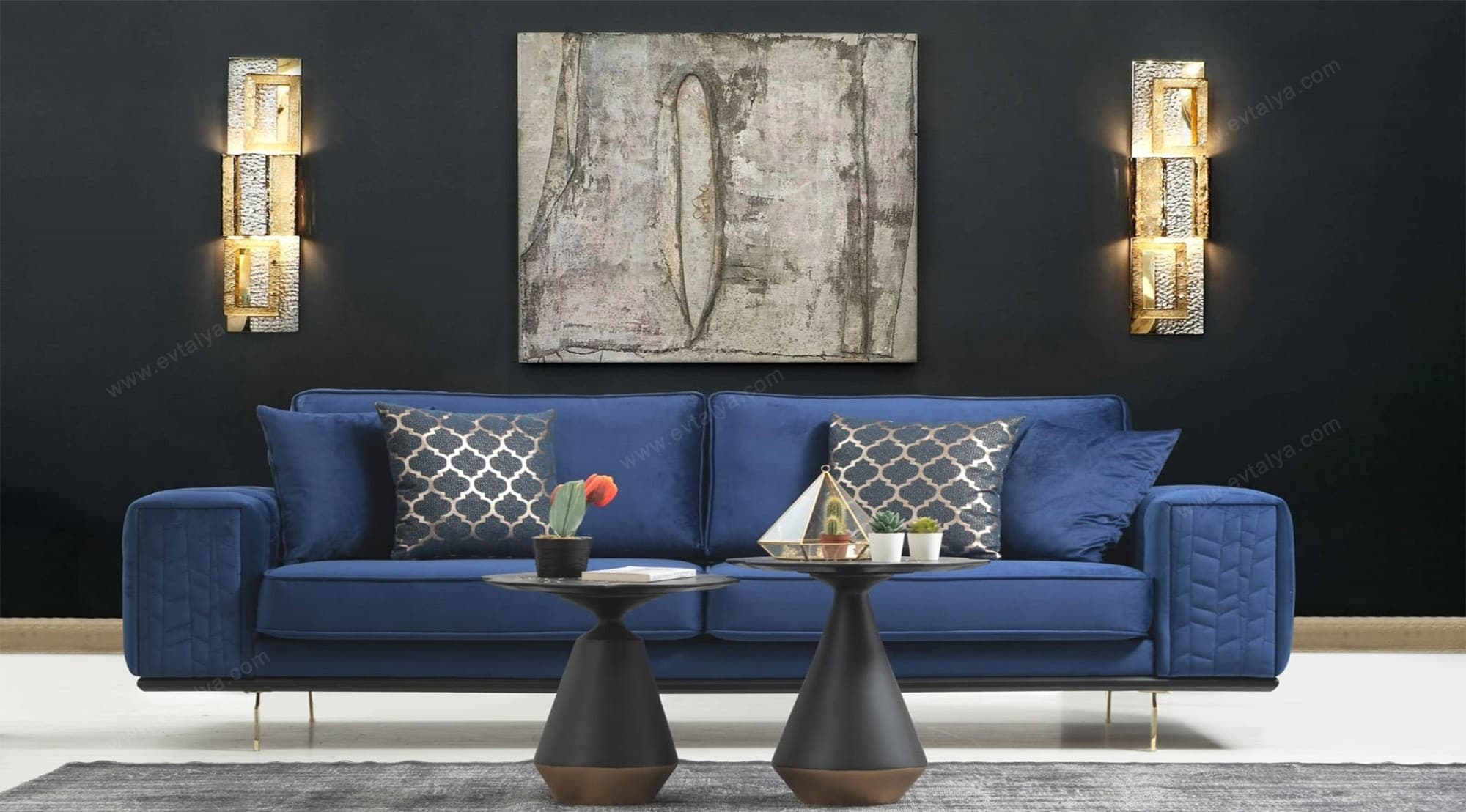 Yaren Mavi Modern Koltuk Takımı - Image 4