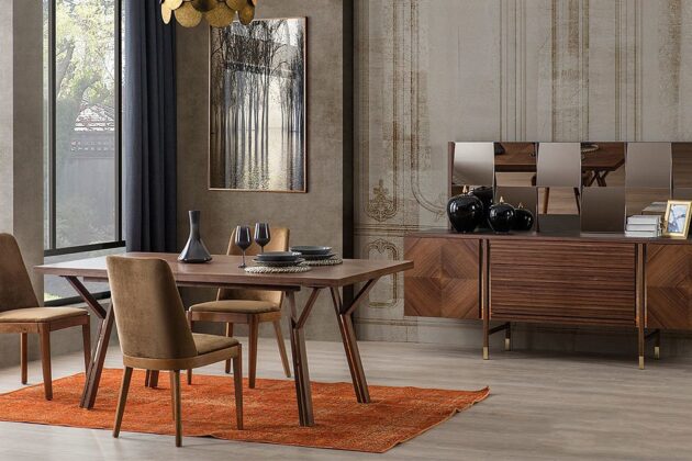 Arista Ceviz Modern Yemek Odası Takımı