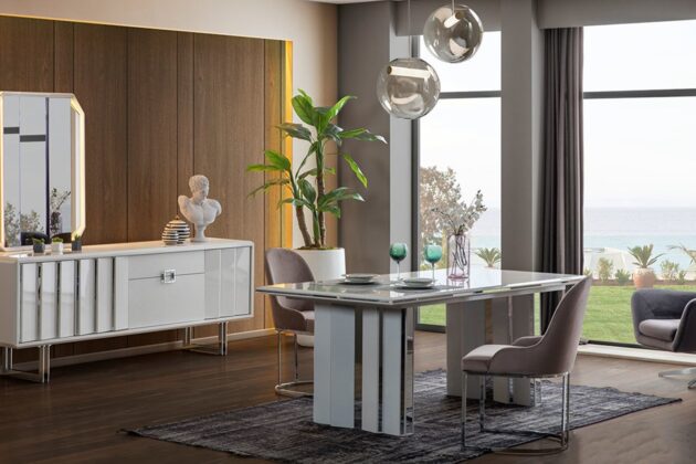 Dante Beyaz Modern Yemek Odası Takımı