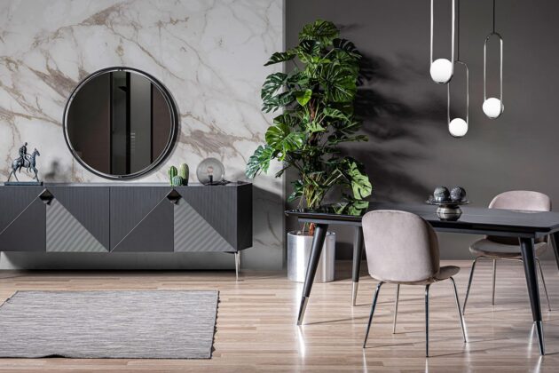 Giza Lake Antrasit Modern Yemek Odası Takımı