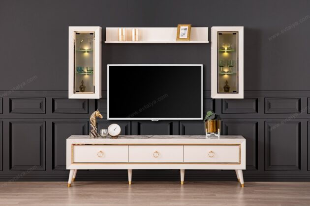 Sahra Beyaz Gold Tv Ünitesi