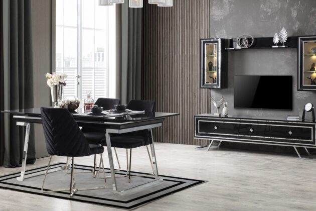 Lacos Siyah Krom Tv Ünitesi