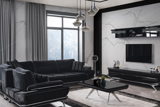 Maserati Gümüş Köşe Koltuk Takımı