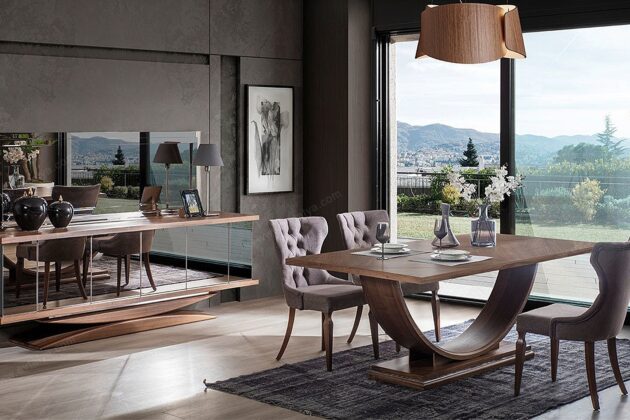 Massif Ceviz Modern Yemek Odası Takımı