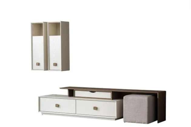 Orjin Ahşap Puflu TV Ünitesi