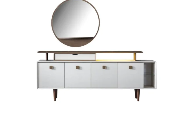 Orjin Modern Ahşap Ekru Konsol